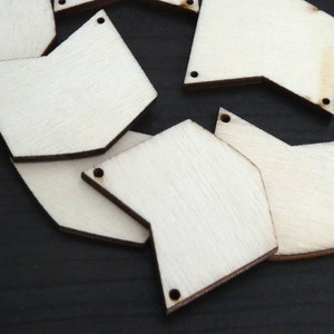 8- Wood Chevron Pendant Thin Blank Wooden Cut Out Two Hole Pendant Diy Laser Cut Natural Wood Slice Jewelry Supplies INV0448