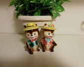 Rare Vintage set of Porcelain Squirrel  Salt and Pepper Shakers for the Collector
