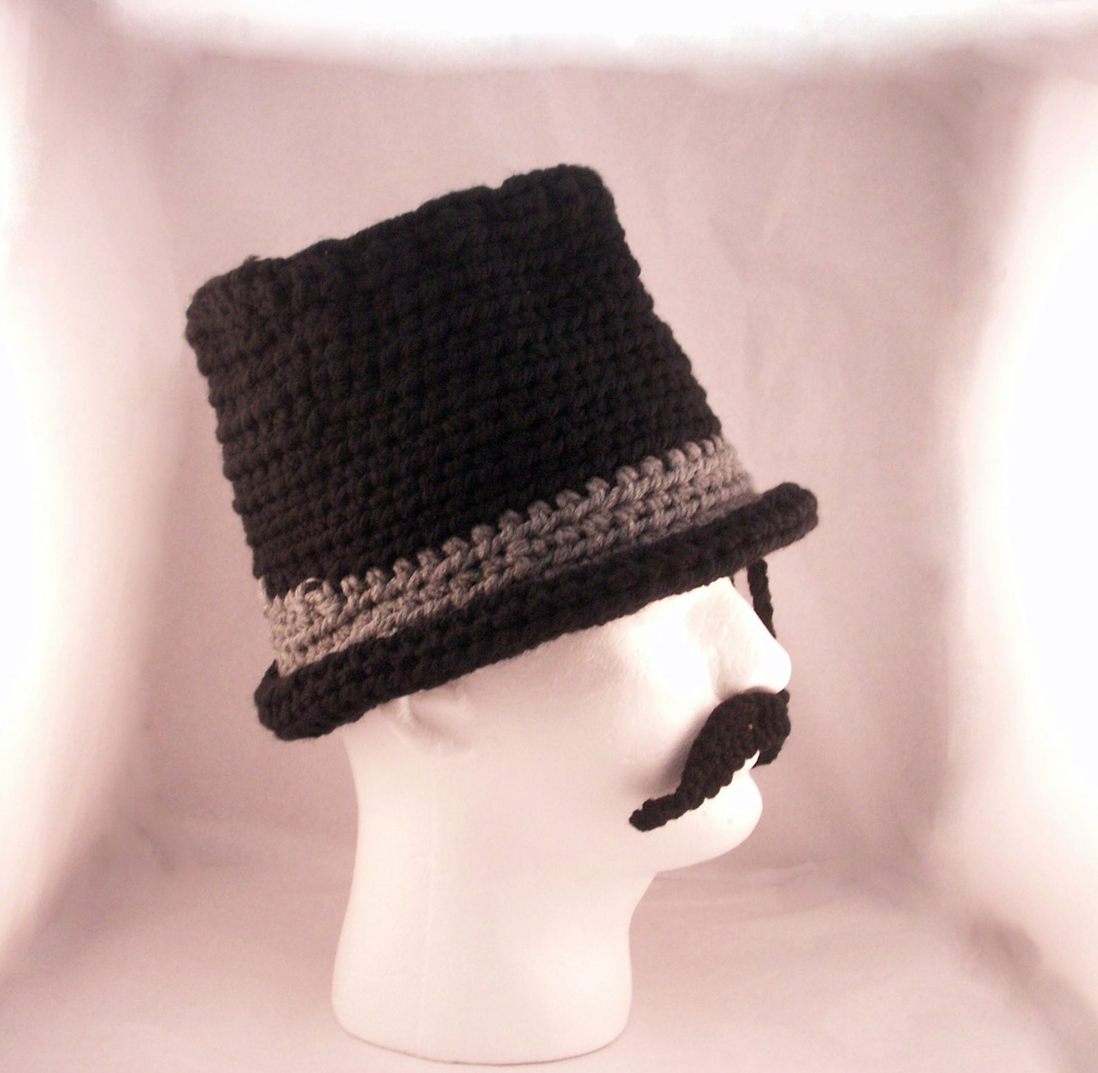Monocle Mustache and Top Hat / Like a Sir Crochet Size Etsy