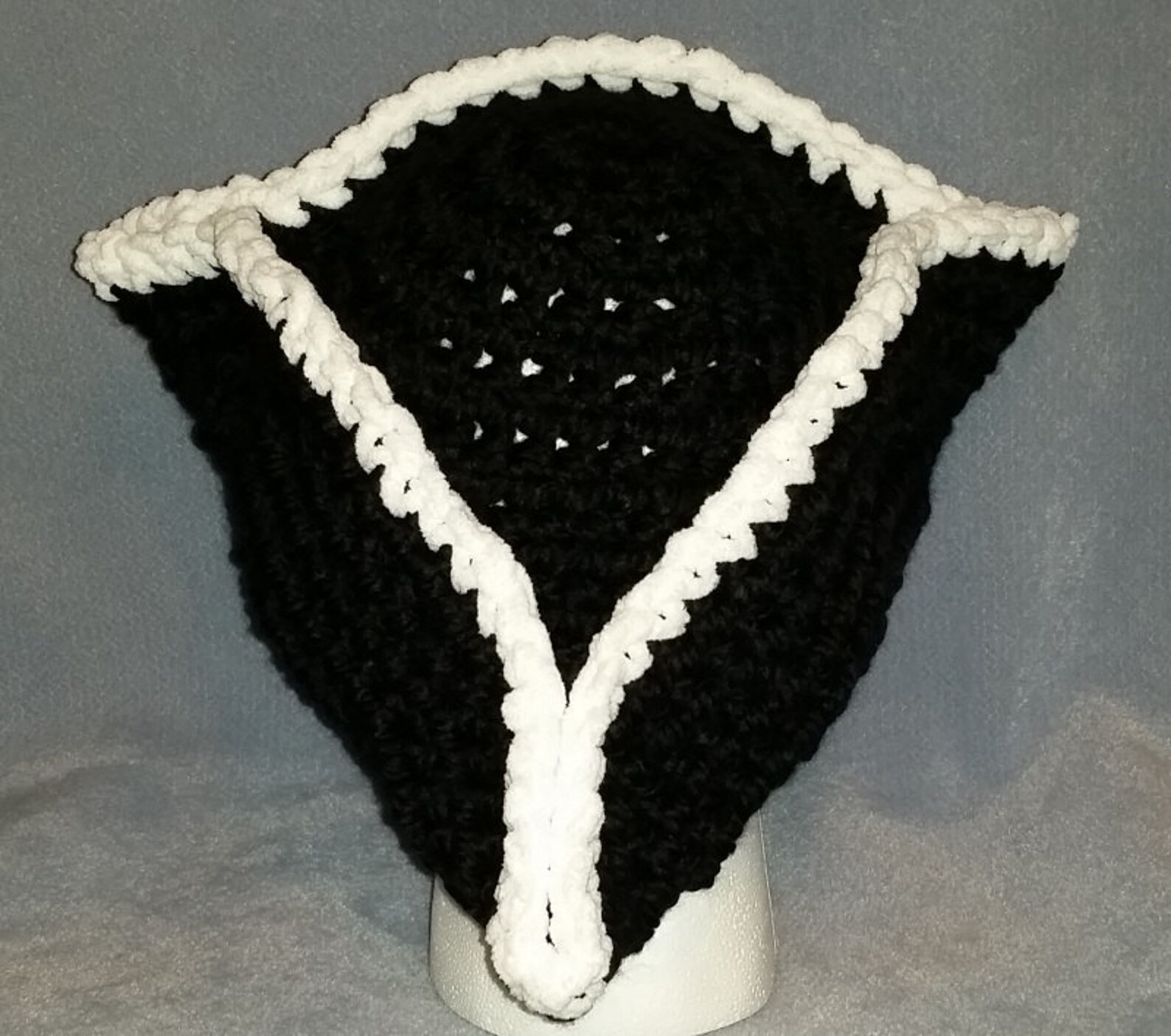 Tricorn Black Pirate Hat Skull and Crossbones Crochet Etsy