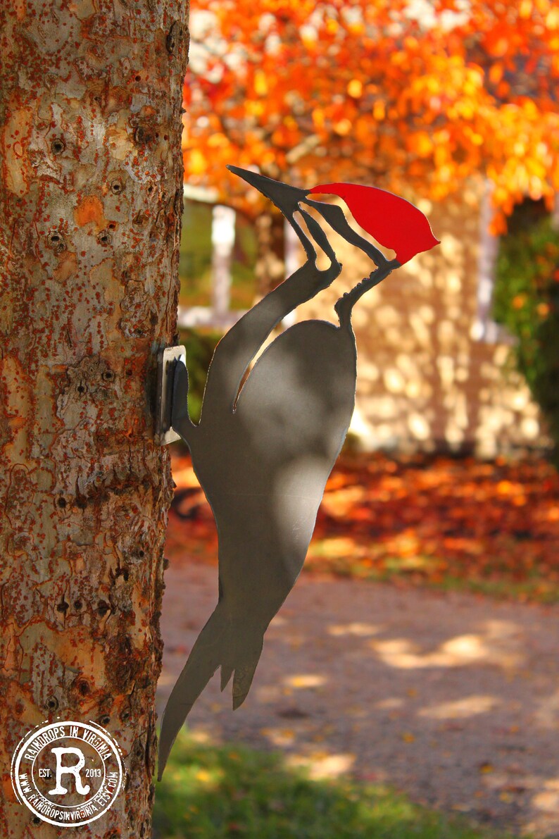 Pileated Woodpecker Steel Garden Silhouette Tree Art | Etsy