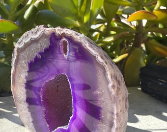 Agate Geode Freeform Slice, Purple, 8.6 oz - Blessed
