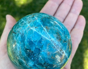 Blue Apatite Sphere, 2.75 inch, One (1) Piece - Blessed