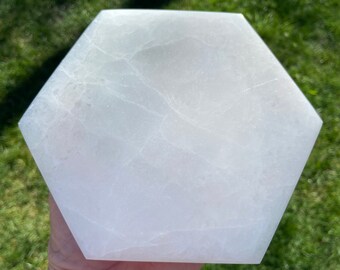 Selenite Hexagon Platter  - Blessed
