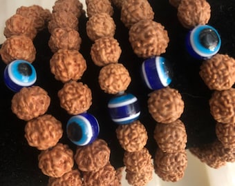 Mala Kraal Armband, Rudraksha met Oogkraal - Blessed