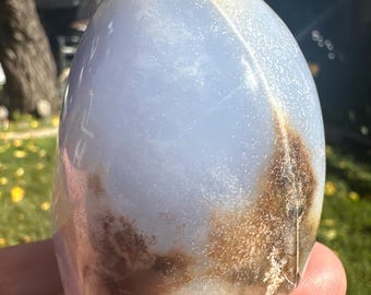 Blue Chalcedony, 10 oz Freeform, Carved & Polished - Blessed
