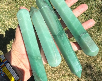 Green Aventurine Wand, Carved & Polished, One (1) Piece - Blessed