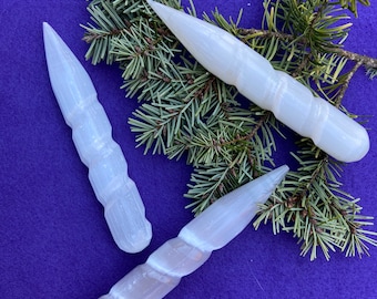 Selenite Spiral Point Wand - Blessed