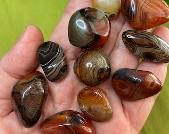 Sardonyx Agate. Tumbled, One (1) Piece, Small - Blessed