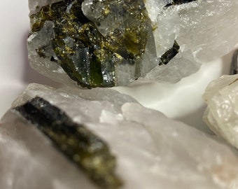 Green Tourmaline in Quartz , Medium, Blessed - one (1) piece