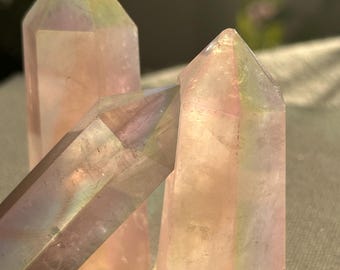 Angel Aura Rose Quartz, Point, Multiple Sizes - Blessed