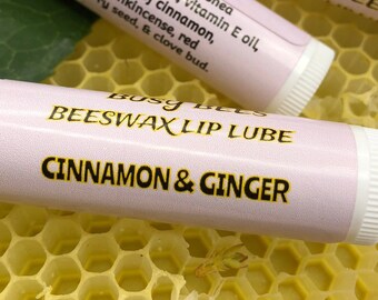 Sale! Buy 1, Get 1 Free! - Cinnamon & Ginger, Homemade Beeswax Lip Lube - Ron's Busy Bees