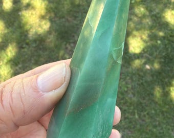 Green Aventurine Wand,  Double Terminated, Carved & Polished, One (1) Piece - Blessed
