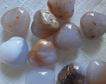 Blue Chalcedony, tiny heart, Carved & Polished - Blessed