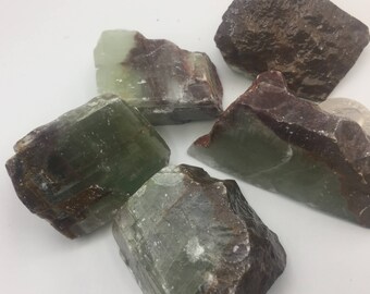 Calcite, Green & Brown Raw Chunks - Blessed
