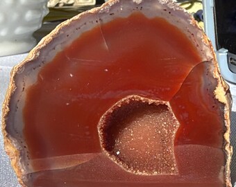 Agate Geode Freeform Slice, Orange, 6.9 oz - Blessed