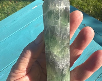 Mixed Fluorite Point/Wand, 5.5x1.25 Inches, One (1) Piece - Blessed