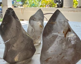 Smokey Quartz Flame Towers, Caved & Polished, One (1) Piece - Blessed