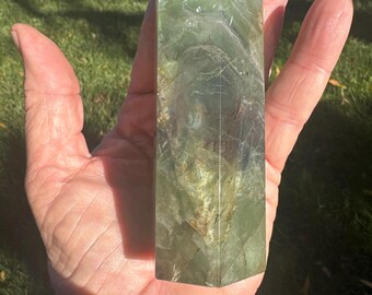 Mixed Fluorite Point/Wand, 5x1.5 Inches, One (1) Piece - Blessed