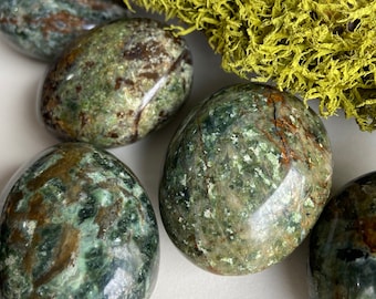 Chrysoprase, Tumbled Palm Stone - Blessed