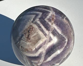 Amethyst Sphere w/ chevron, 1.5 inches, 3.1 oz, One (1) Piece - Blessed