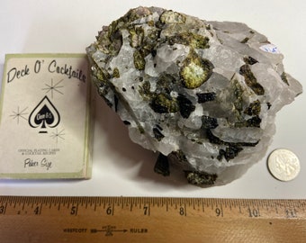 Green Tourmaline in Quartz Matrix , Large , Blessed - one (1) piece