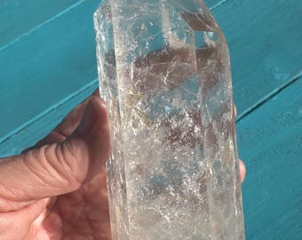 Fire & Ice Clear Quartz, aka "Rainbow Shatter Quartz",  6.5x2.5 inches, Mined and Carved in Brazil - Blessed