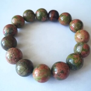 Unakite 12mm Beaded Bracelet Unisex Bracelet Green Bead Bracelet Friendship Bracelet Sigrid Anne Design image 5