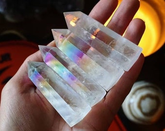 Large Angel Aura Crystal Tower l Crystal Points | Free Standing Crystal Tower | Angel Aura Crystal | Large Crystals