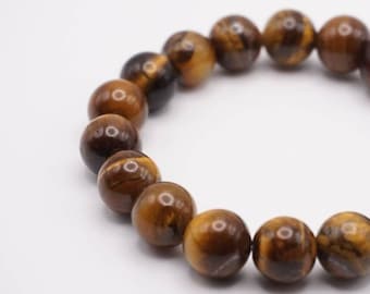 Tigers Eye 10mm Beaded Bracelet | Natural Stones | Wood Accent Bead | Beaded Bracelet | Unisex | Boho Bracelet | Sigrid Anne Design