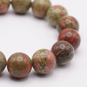 Unakite 12mm Beaded Bracelet Unisex Bracelet Green Bead Bracelet Friendship Bracelet Sigrid Anne Design image 3