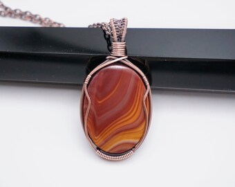 The Wave Pendant Necklace By Sigrid Anne Design | Scenic Jasper Stone Wire Wrapped Copper Pendant Necklace