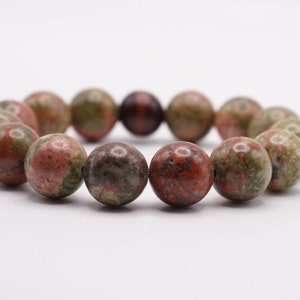 Unakite 12mm Beaded Bracelet Unisex Bracelet Green Bead Bracelet Friendship Bracelet Sigrid Anne Design image 6