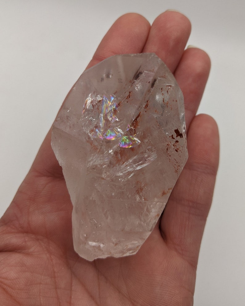 Quartz Crystal with Red Hematite Rainbow Inclusions Rock Collection Sigrid Anne Design image 5