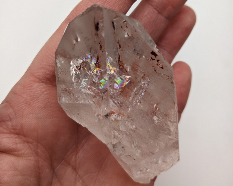 Quartz Crystal with Red Hematite Rainbow Inclusions Rock Collection Sigrid Anne Design image 2