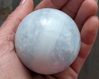 Blue Calcite Polished Sphere, Crystal Ball, Housewarming, Home Decor, For Him, Birthday Gift, For Girlfriend, Unique Gift