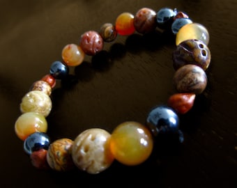 Jasper Ridge Bracelet / Jasper Stone / Hematite / Tiger's Eye / Natural Gemstone/ Beaded Bracelets For Men & Women