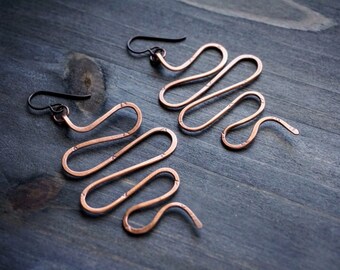 Desert Rattler Copper Earrings | Handmade Antiqued Copper Earrings | Hypoallergenic Ear Wires | Sigrid Anne Design