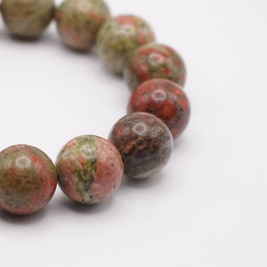 Unakite 12mm Beaded Bracelet Unisex Bracelet Green Bead Bracelet Friendship Bracelet Sigrid Anne Design image 10