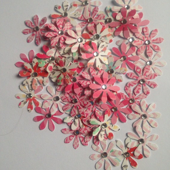50 Paper Flowers 1 Inch Die Cut Paper Blooms Daisy with Etsy