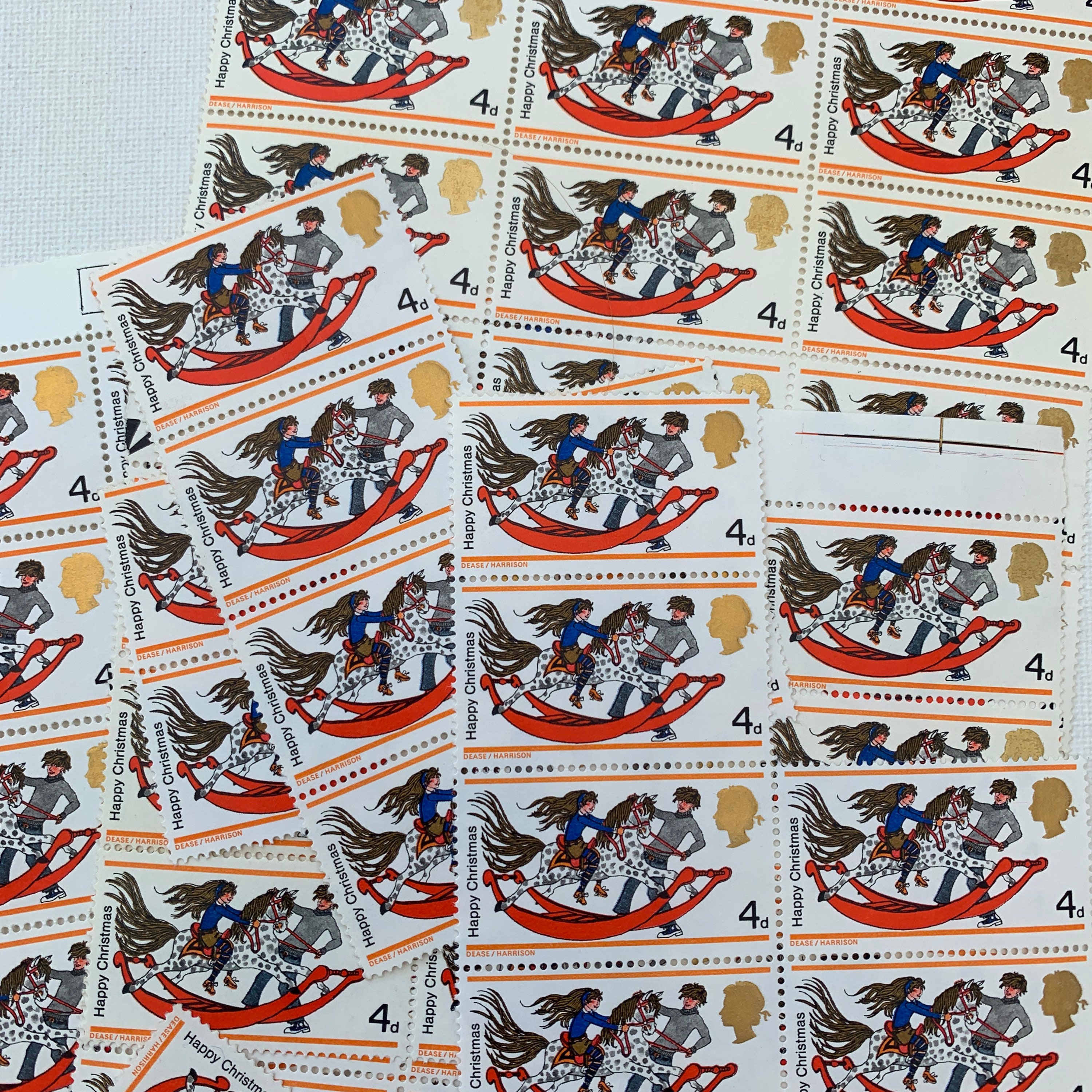 Image of 10 Pre Decimal Postage Stamps, Vintage Uk Unused 4D Ephemera, Journaling