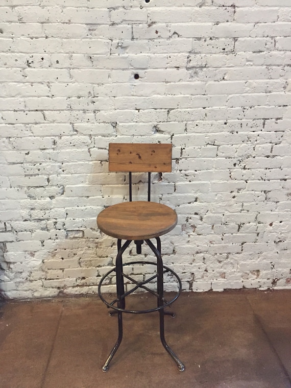 Adjustable bar stool industrial Bar Stool wood bar stool Etsy
