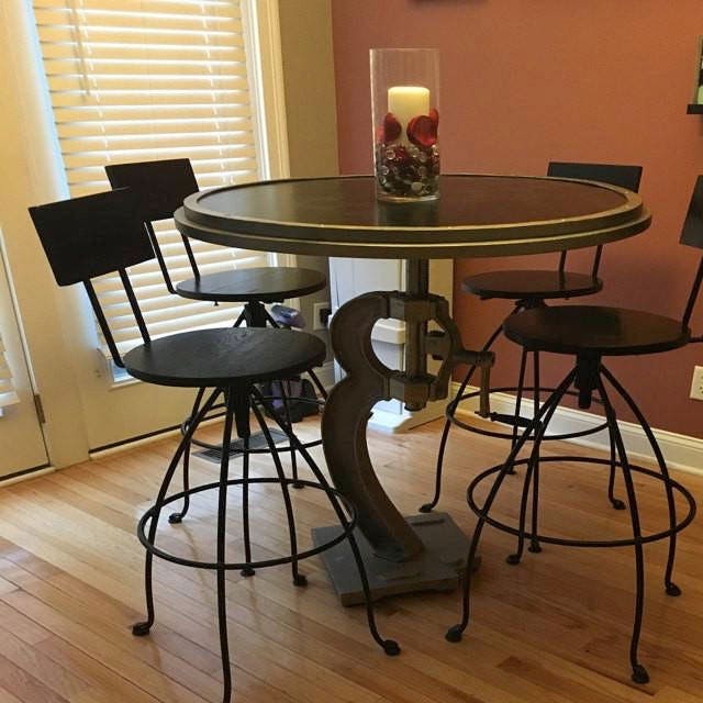 Adjustable Bar Stool Stained Pine Wood & Steel Modern Etsy