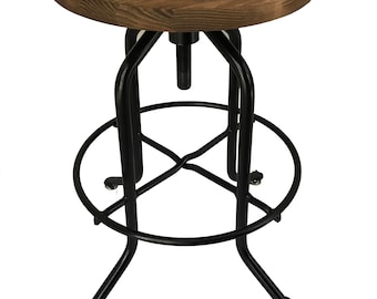 Rustic bar stool, industrial Bar Stool - Commercial Wood & Steel Handcrafted Rustic Strong Bistro Winebar Restaurant The Derby Stool