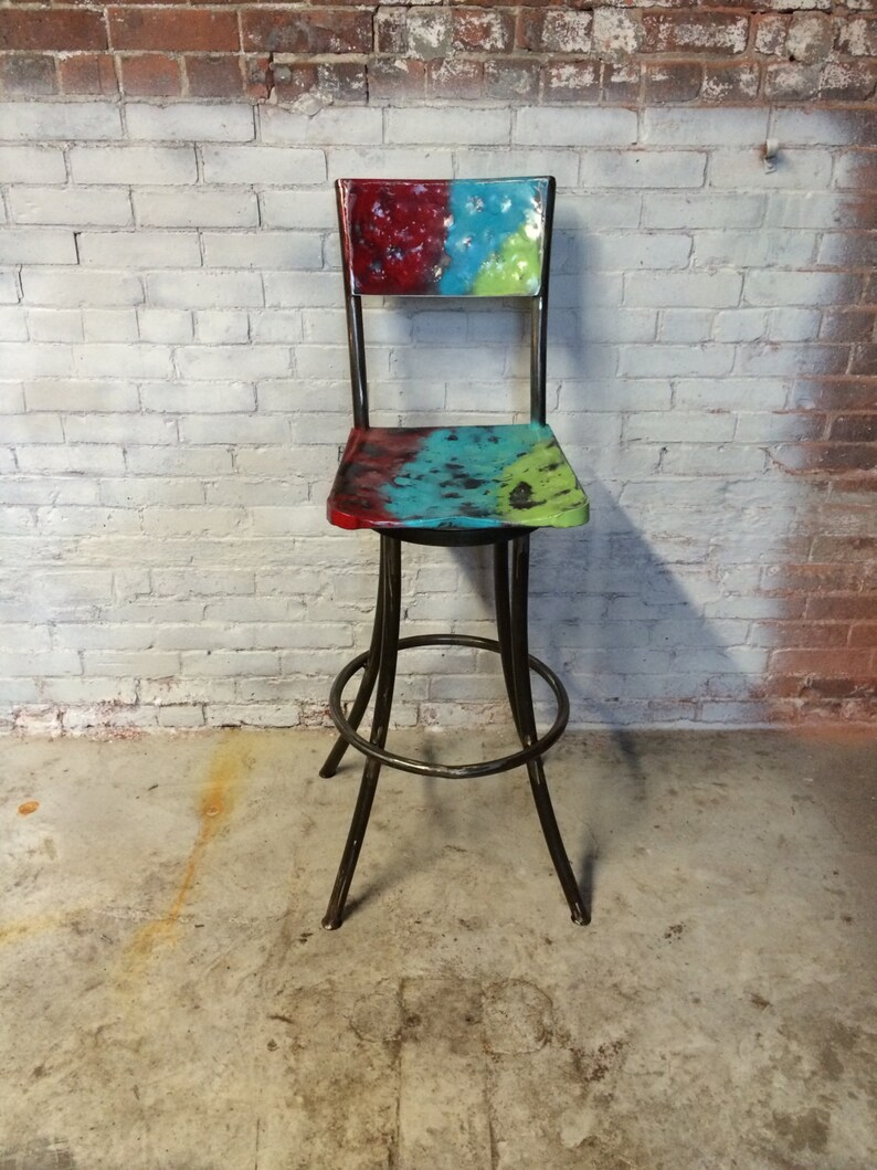 Metal Swivel Bar Stool Vintage Look Mexican Spanish Fiesta Image 0