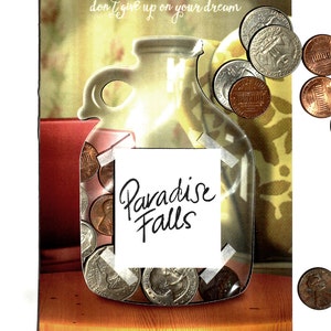 Scheda interattiva Up Movie Money Jar. Perfetto per i matrimoni