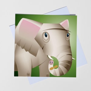 Cartão em branco com retrato de elefante