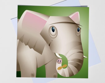 Elephant portrait blank greeting card