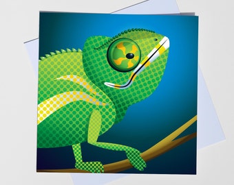 Chameleon portrait blank greeting card