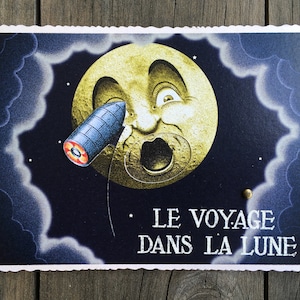 Interaktive Postkarte „Le Voyage Dans la Lune“.